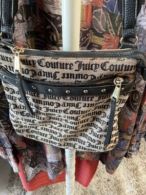 Juicy Couture Beige Black Logo Crossbody Bag